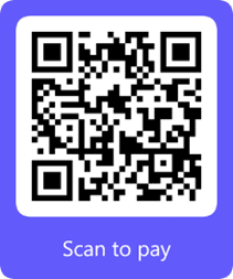 A qr code with the words scan to pay underneath it.